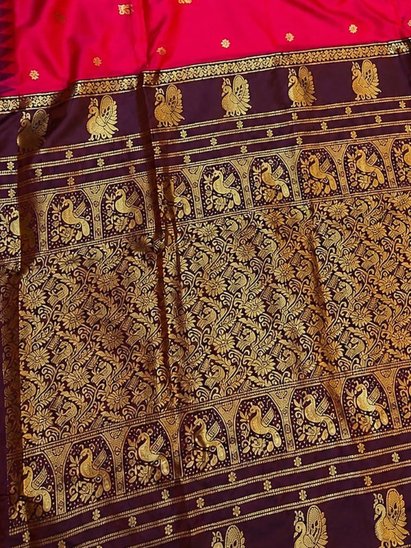 Indiehaat | Paithani Silk Handloom Saree Pink