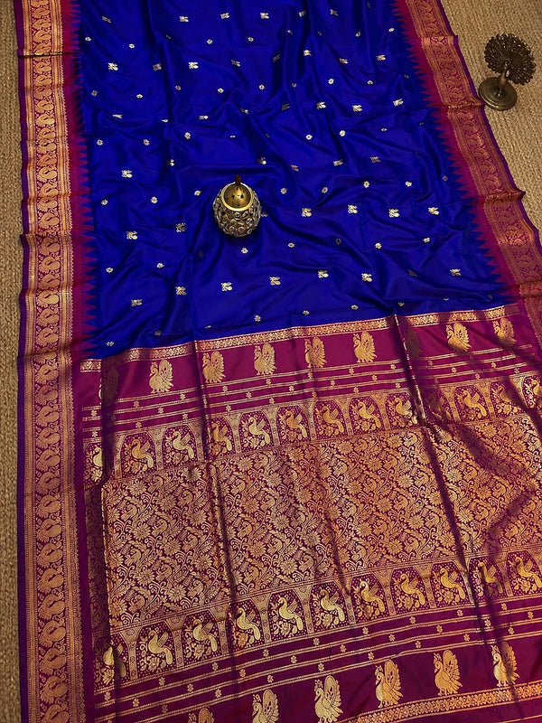 Indiehaat | Paithani Silk Handloom Saree Blue