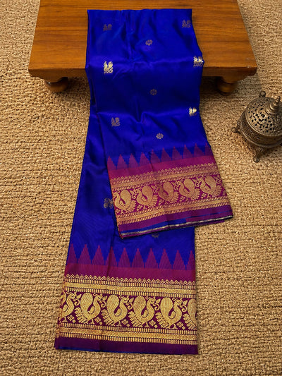 Indiehaat | Paithani Silk Handloom Saree Blue