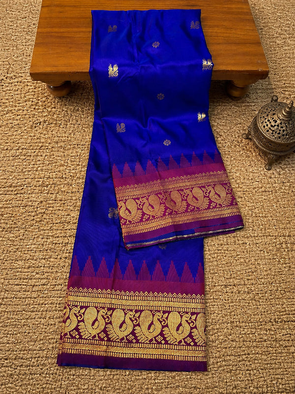 Indiehaat | Paithani Silk Handloom Saree Blue