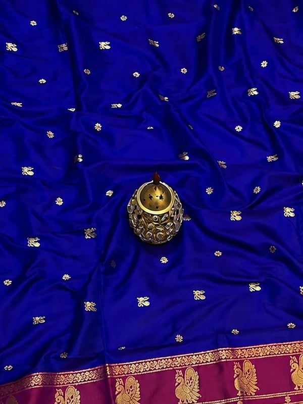 Indiehaat | Paithani Silk Handloom Saree Blue