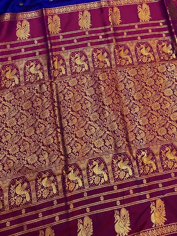 Indiehaat | Paithani Silk Handloom Saree Blue