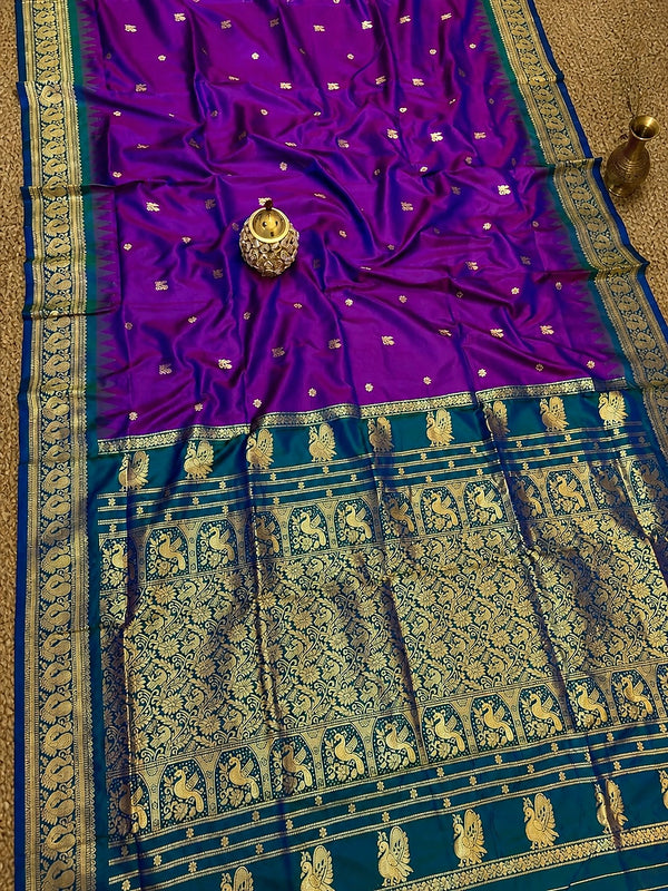 Indiehaat | Paithani Silk Handloom Saree Purple