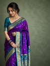 Indiehaat | Paithani Silk Handloom Saree Purple