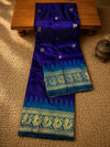 Indiehaat | Paithani Silk Handloom Saree Blue