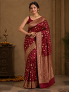 Indiehaat | Maroon Katan Silk Heavy Zari Saree
