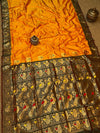 Indiehaat | Paithani Silk Peacock Saree Yellow
