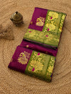 Indiehaat | Paithani Silk Peacock Saree Purple