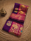 Indiehaat | Paithani Silk Peacock Saree Violet