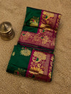 Indiehaat | Paithani Silk Peacock Saree Green