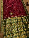 Indiehaat | Paithani Silk Peacock Saree Maroon