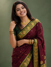 Indiehaat | Paithani Silk Peacock Saree Maroon