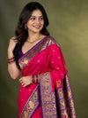 Indiehaat | Paithani Silk Peacock Saree Red