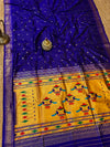 Indiehaat | Double Pallu Paithani Silk Saree Blue