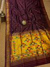 Indiehaat | Double Pallu Paithani Silk Saree Brown