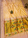 Indiehaat | Double Pallu Paithani Silk Saree Peach