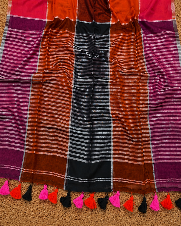 Indiehaat | Mul Cotton Handloom Saree Multicolour