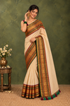 Indiehaat | Mul Cotton Handloom Saree Beige