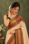 Indiehaat | Mul Cotton Handloom Saree Beige