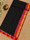 Indiehaat | Mul Cotton Handloom Saree Black Zari Border