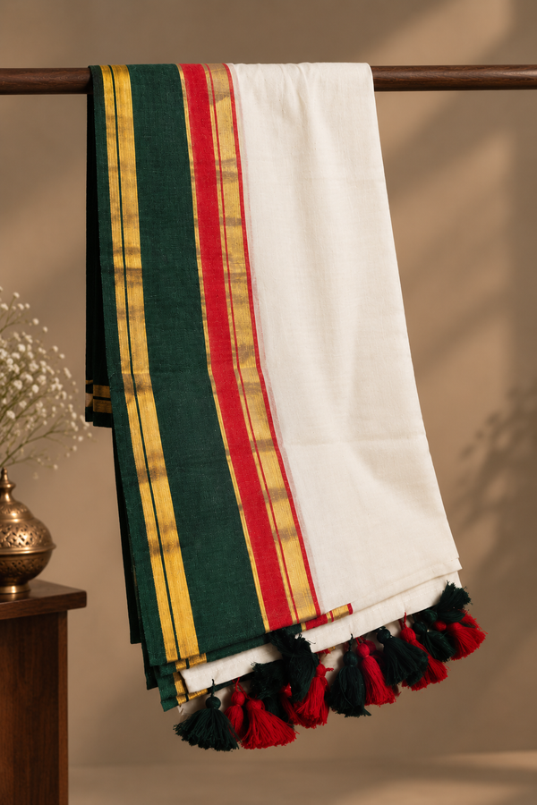 Indiehaat | Mul Cotton Handloom Saree White