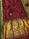 Indiehaat | Double Pallu Paithani Silk Saree Red