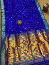Indiehaat | Double Pallu Paithani Silk Saree Blue