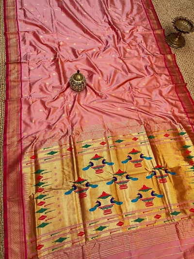 Rajshree Double Pallu Paithani Silk Saree Rose Pink