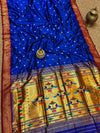 Indiehaat | Double Pallu Paithani Silk Saree Blue