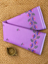 Indiehaat | Kota Doria Saree Floral Embroidery Purple