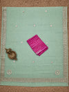 Indiehaat | Kota Doria Saree Gota Patti Saree Green