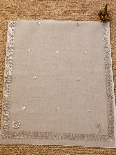 Indiehaat | Kota Doria Saree Gota Patti Saree Beige