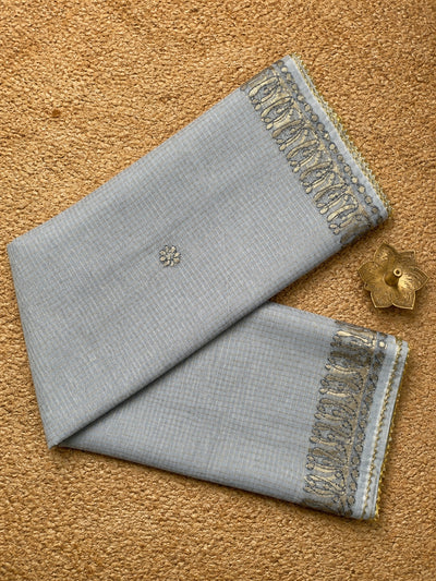Indiehaat | Kota Doria Saree Gota Patti Saree White