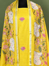 Indiehaat | Pure Linen Embroidered Suit Set Yellow