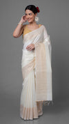 Silkmark Muga Tussar Silk White Saree