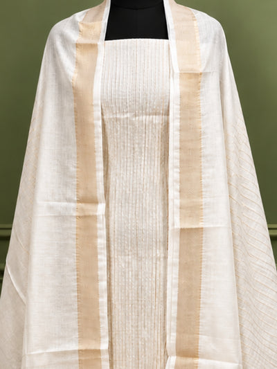 Indiehaat | Kota Silk Zari Woven Three Piece Suit White