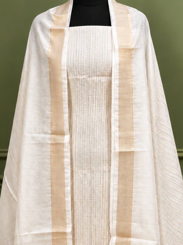Indiehaat | Kota Silk Zari Woven Three Piece Suit White