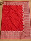 Indiehaat | Mashru Banarasi Silk Saree Red | Brocade Weaving