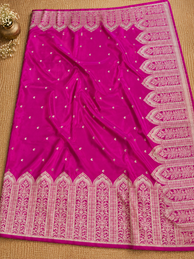 Swarna Shringar Mashru Banarasi Silk Saree Magenta Pink