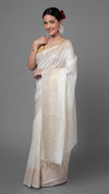 Silkmark Muga Tussar Silk White Saree