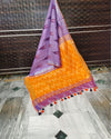 Urban Ikkat Slub Linen Handloom Purple Saree