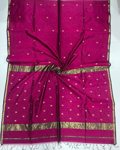 Indiehaat|Maheshwari Pure Silk Butta Body Red Saree