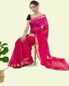 Handcrafted Kota Silk Pink Plain Saree