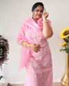 Embroidered Kota Doria Suit Pink (Top+Dupatta+Bottom)