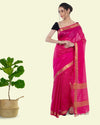 Handcrafted Kota Silk Pink Plain Saree