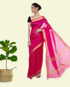 Handcrafted Kota Silk Pink Plain Saree