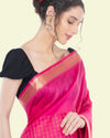 Handcrafted Kota Silk Pink Plain Saree