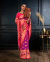 Indiehaat | Banarasi Silk Self Weaving Purple & Pink Saree