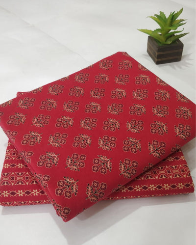 Indiehaat | Blockprinted Cotton Suit (Top & Bottom) Red