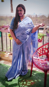 Katan Jordy Blue Silk Saree Weaving Design with Blouse-Indiehaat